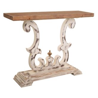 Wanderlust Deco Recibidor De Madera Tallada Blanco 120x36x92