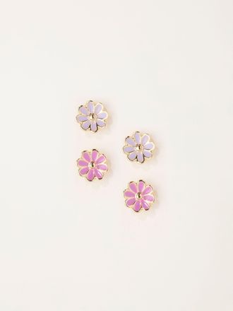 Fat Face FatFace Purple 2 Pairs of Flower Studs