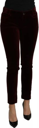 Dolce & Gabbana Womens Velvet Trousers Pan71091 - Dark Red