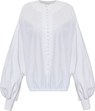 Balmain Lange mouwen top - Dames - Blouses - Wit - S - Katoen - Overhemden