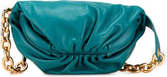 Bottega Veneta Pre-owned Womens Pouch Chain Shoulder Bag - Teal Leather - One Size