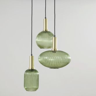 Maisons du monde L&aacute;mpara de techo de 3 pantallas de vidrio verde