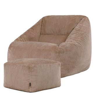 Icon Brand Puf sill&oacute;n con reposapi&eacute;s cuadrado en pana marr&oacute;n moca