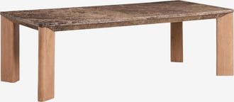 Sklum Mesa De Comedor Rectangular 240x110 Cm En Madera De Mango Y M&aacute;rmol Garsea Sklum