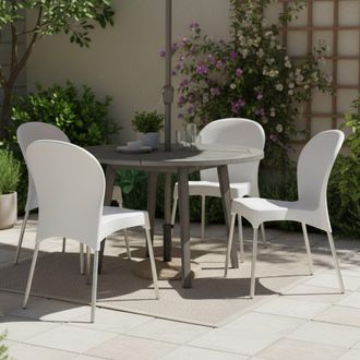 Dmora Silla De Exterior Eclectic, 4 Sillas, Apilable Made In Italy, Soporta 120 Kg, Blanco