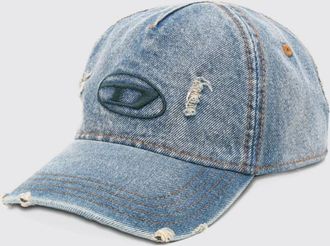 Diesel Cappello da baseball in denim distressed con logo Oval D ricamato