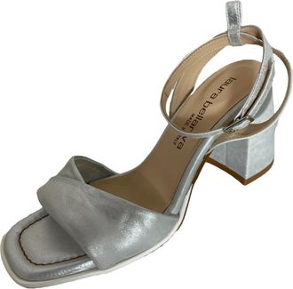 Laura Bellariva Metalen Gesp Hoge Hak Sandalen - Dames - Sandalen met hakken - Grijs - 40 EU - Leer - Schoenen