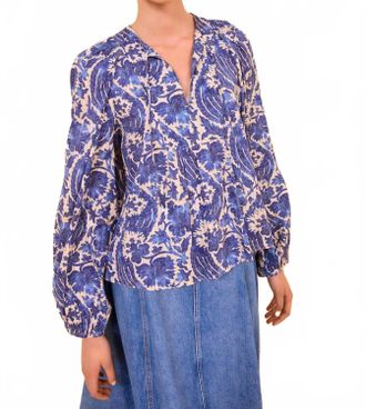 Ulla Johnson Brea Long Sleeve Blouse In Ocean