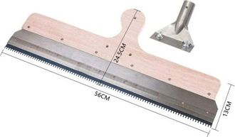 OEM Grattoir &Agrave; Ciment - 56 Cm X 13 Cm - Pour Rev&ecirc;tements Autonivelants Peinture &Eacute;poxy Mortier - Acier Inoxydable 304 Bois Naturel - 1 Pi&egrave;ce