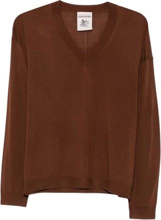 Semicouture Maglione Jade Scollo a V - - Knitwear - Donna - Marrone - M