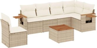 vidaXL Vidaxl - Set Sof&aacute;s De Jard&iacute;n 7 Piezas Y Cojines Rat&aacute;n Sint&eacute;tico Beige