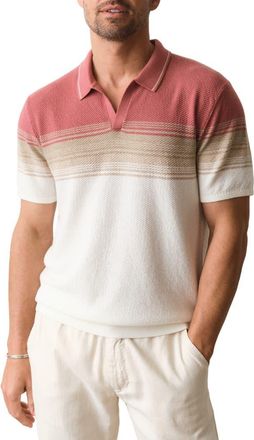 Marine Layer Greyson Short Sleeve Polo Sweater in Withered Rose/Oatmeal at Nordstrom, Size Xx-Large