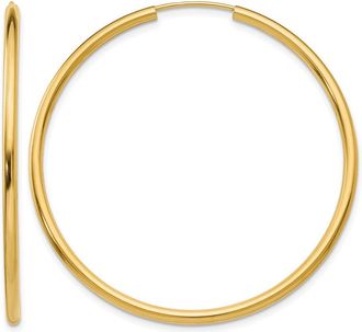 Diamond2Deal 14k Yellow Gold Round 2mm Hoop Earrings 41 mm