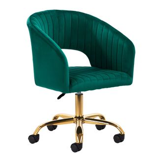OEM Silla Giratoria 4rico Qs-of212g De Terciopelo Verde