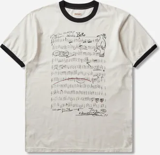 KAPITAL Men s 20/-Jersey Ringer T-Shirt (Boro Elegy) Ecru
