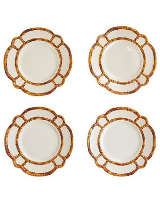 Two's Company Set Of 4 Bamboo Touch Melamine Dinner Plates