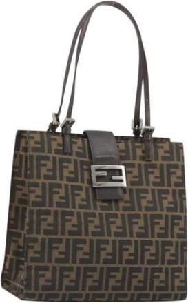 Fendi Pre-owned Zucca Canvas Tote Bag - unisex - Vintage Schoudertas - Bruin - ONE Size - Leer - Vintage