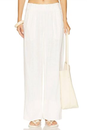 Free People Days End Linen Pull On Pant In Clean Ivory