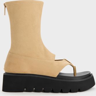 Charles & Keith Laine Faux Suede Platform Boot Sandals