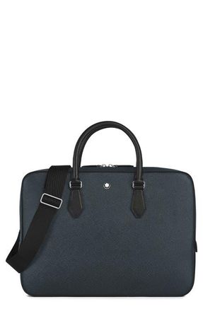 Montblanc Sartorial Leather Document Case in Tweed Blue at Nordstrom
