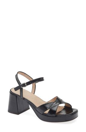 Wonders Ankle Strap Platform Sandal in Lack Black at Nordstrom, Size 9.5-10Us
