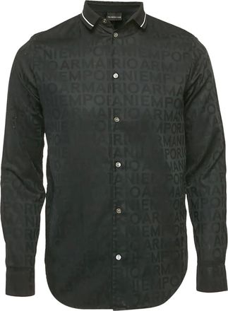 Emporio Armani Overhemd met logoprint - Blauw