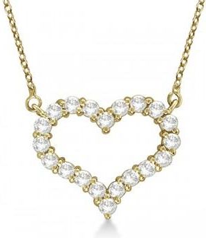 Allurez Open Heart Lab Grown Diamond Pendant Necklace 14k Yellow Gold (1.00ct)