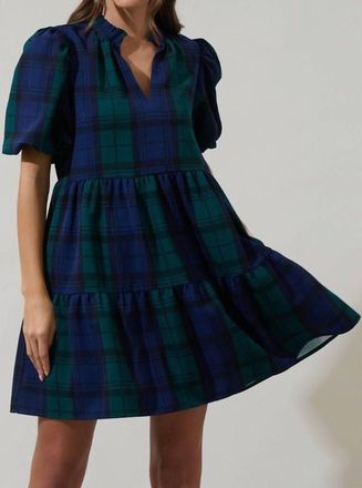 Sugarlips Babydoll Mini Dress In Hudson Plaid