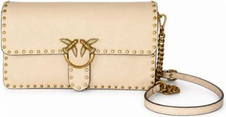 Pinko Love One Slouchy - Dames - Schoudertassen - Beige - ONE Size - Leer - Tassen