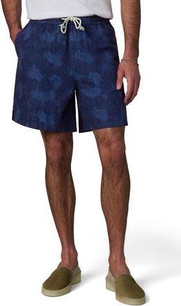 Joe's Cabana Leaf Print Drawstring Shorts in Dark Indigo at Nordstrom, Size Xx-Large