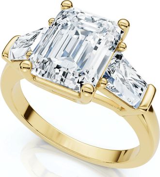 Pompeii3 Certified 4Ct Randi Emerald Diamond Engagement Ring 14k Gold or PT Lab Grown