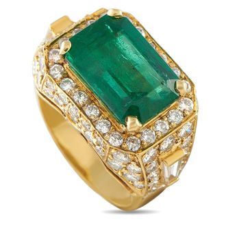 Luxury Bazaar 18K Yellow Gold 2.95ct Diamond and Emerald Ring MF39-050726