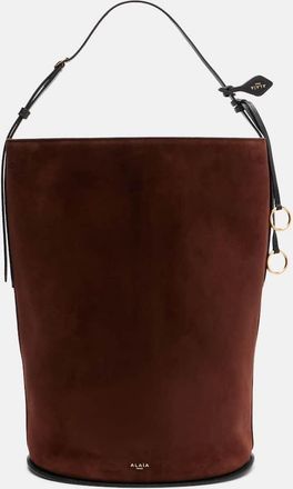 Alaia Ala&iuml;a Hip Large leather-trimmed suede bucket bag