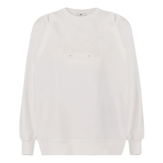 Elisabetta Franchi Jersey Sweatshirt met Cut-outs - Dames - Sweatshirts - Beige - L - Katoen - Hoodies & sweatvesten