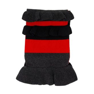 Simone Rocha Winter Scarves, unisex, Black, Size: ONE SIZE Striped Knit Scarf with Ruffles