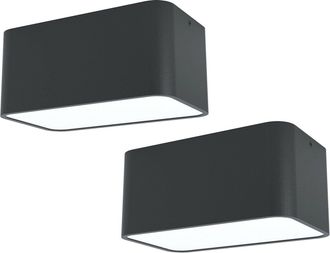 Loops 2 PACK Wall / Ceiling Light Black Square Accent Downlight 2x 28W E27 Bulb