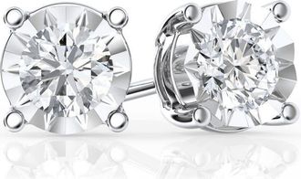 Grown Brilliance 1 Carat Lab Grown Diamond Stud Earrings in Sterling Silver