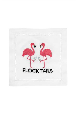 August Morgan Flock Tails Cocktail Napkins In White