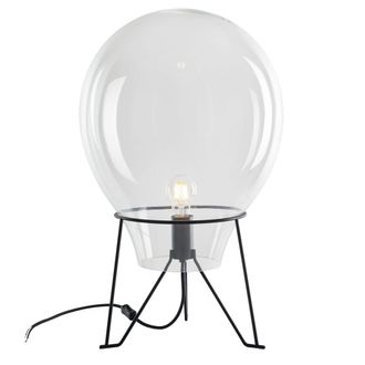 Luce-Ambiente-Design L&aacute;mpara de vidrio transparente con estructura en metal negro 52 cm