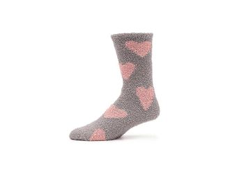 Barefoot Dreams Cozychic (r) Heart Print Womens Socks Sock Beach Rock/Bloom, Polyester