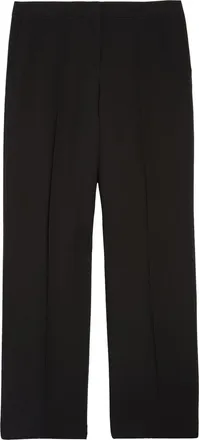 Lafayette 148 New York Gates Wool & Silk Crepe Straight Leg Trousers in Black at Nordstrom