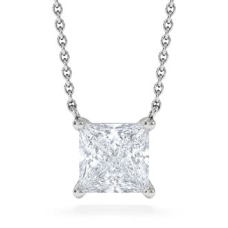 The Diamond Store Wanderlust Floating Princess Cut Lab Diamond Solitaire Necklace 1.50ct H/SI in 9K White Gold