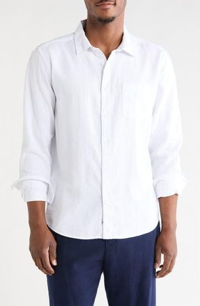 Vintage Summer Swimwear Long Sleeve Linen Blend Shirt in White at Nordstrom Rack, Size Xx-Large