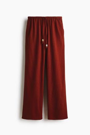 H&M Linen-blend Drawstring Trousers in Rust Red at Nordstrom, Size Xx-Large