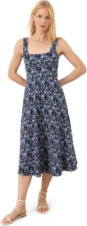 Pact Fit & Flare Square Neck Dress Made With Organic Cotton in Paradise Petals Navy Blue at Nordstrom, Size Xx-Large