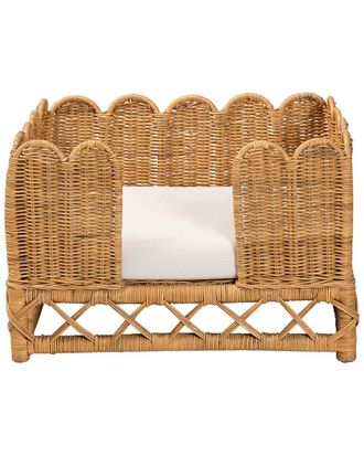 Baxton Studio Palm Bohemian Rattan Pet Bed