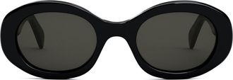 Celine Triomphe 52mm Oval Sunglasses in Black/Smoke at Nordstrom