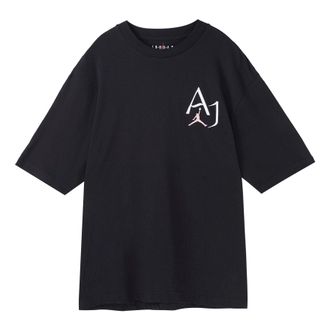 Nike Jordan Mens Air Jordan Alphabet Character Printing Casual Short Sleeve Black T-Shirt DM1455-010