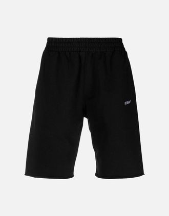 Off-white Mens Off-White Scribble Design Black Sweat Shorts - Size: 32/30/31