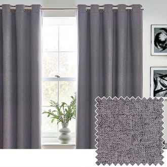 furn. Dawn Blackout Eyelet Curtain Pair in Charcoal | Size: 229 cm width x 229 cm drop